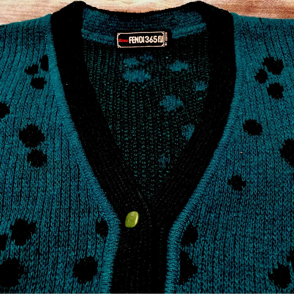Fendi vintage sweater great condition dark teal wool angora cashmere